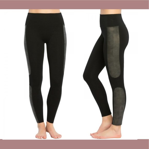 NEW Spanx [ Medium ] Faux Leather‎ Panel Ponte Leggings in Black - Picture 14 of 14